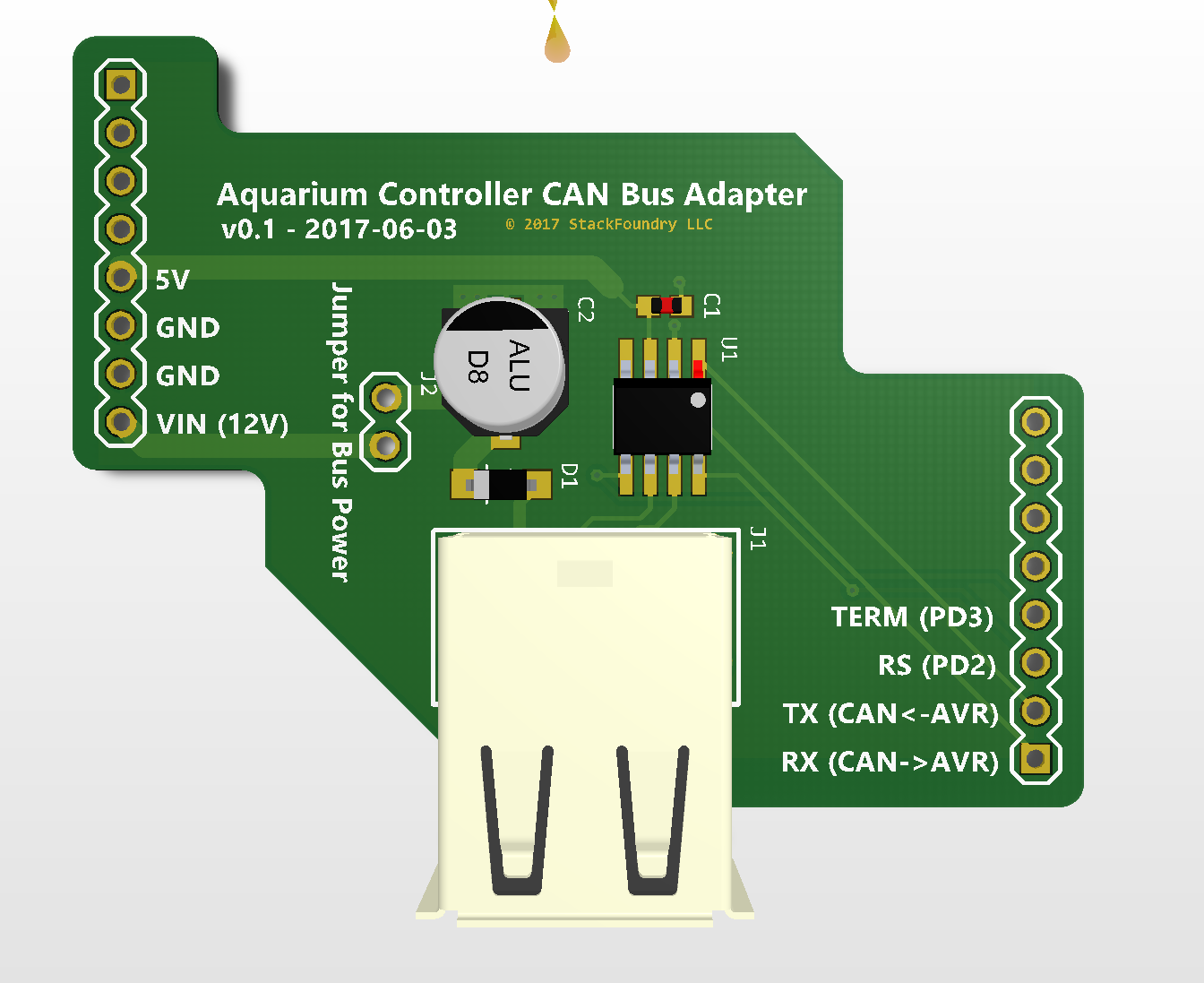 Aquabus Arduino Adapter layout